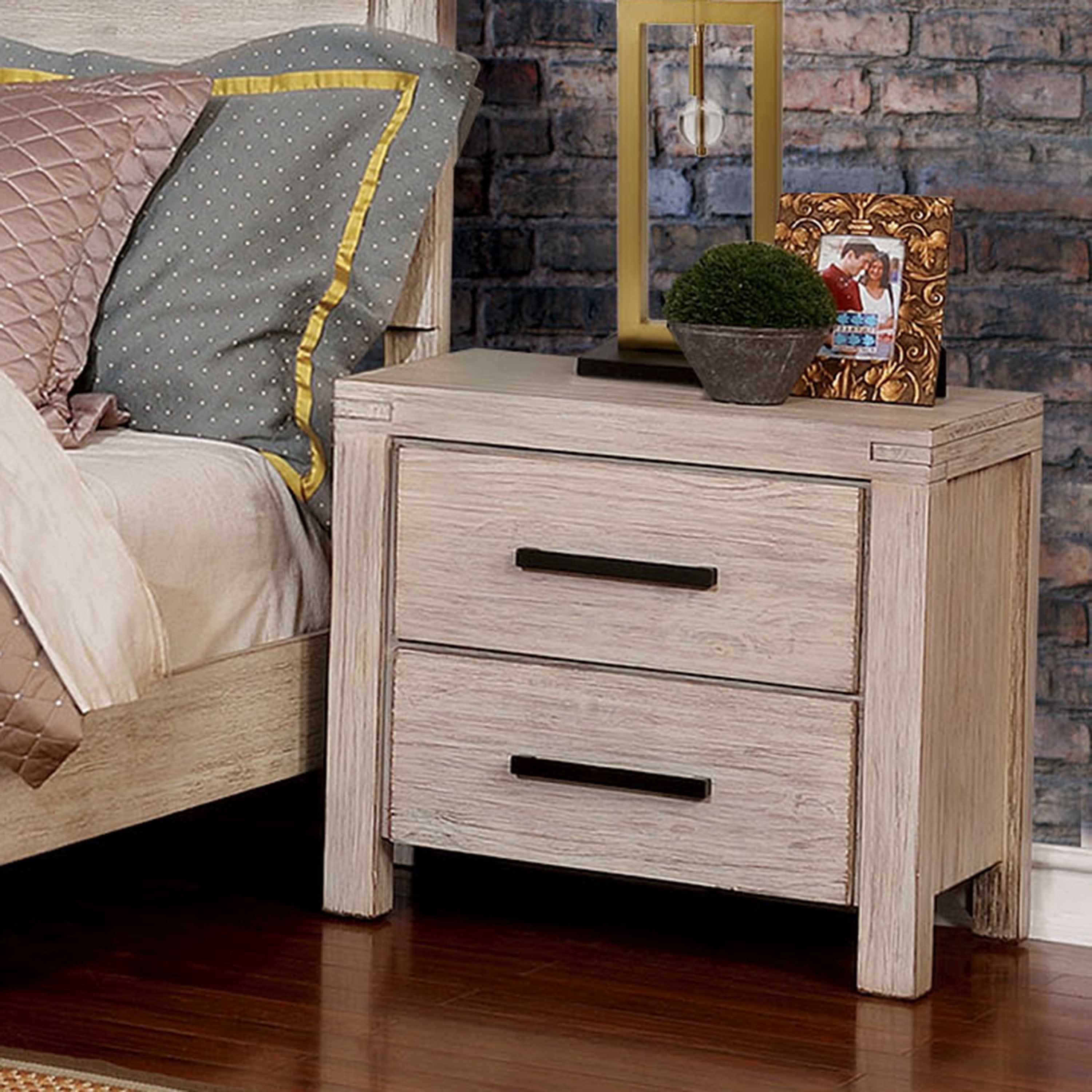 Furniture Of America Krentin Nightstand With 2 Drawer Wire Brushed White Walmart Com Walmart Com
