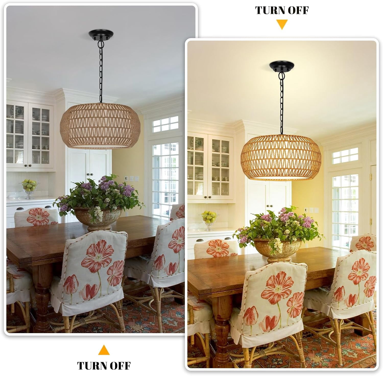 Nordic Hygge 19" Rattan Chandeliers
