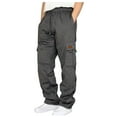 thumbnail image 2 of Mens Heavyweight Cargo Sweatpants Joggers Baggy Elastic Waist Drawstring Workout Pants with Pockets Winter Dark Gray L, 2 of 5