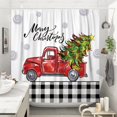 thumbnail image 2 of Newhomestyle Christmas Shower Curtains for Bathroom Hand Painted Truck Shower Curtain Red Truck Christmas Bathroom Decor Holiday Decorations 72x 72 Inches, 2 of 7