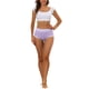 thumbnail image 2 of INSPIRAR CHIC Ropa interior de algodón para mujeres, bragas de talle alto con encaje, control de abdomen y cobertura total, XL, púrpura, 2 of 4