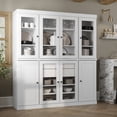 thumbnail image 4 of 100% Solid Wood Kitchen Pantry Storage Cabinet with Solid, Glass Doors, Adjustable Shelves and 2-Drawers, White China Cabinet, 4 of 6