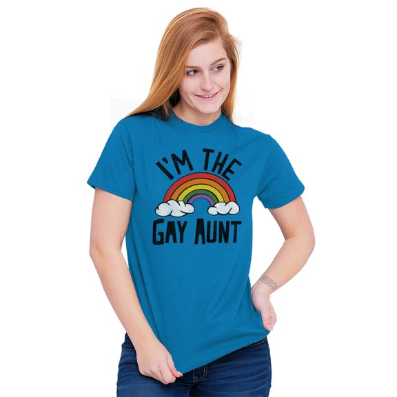 Cute Rainbow Proud LGBTQ Gay Auntie Women's Graphic T Shirt Tees Brisco Brands 4X