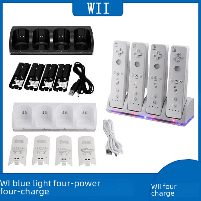WII cuatro carga WII cuatro carga WII cuatro carga WII cuatro carga luz azul WII cuatro carga 4 y 1 cargador