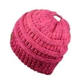 thumbnail image 3 of C.C BeanieTail Soft Stretch Cable Knit Messy High Bun Ponytail Beanie Hat, Confetti Bubblegum Mix, 3 of 3