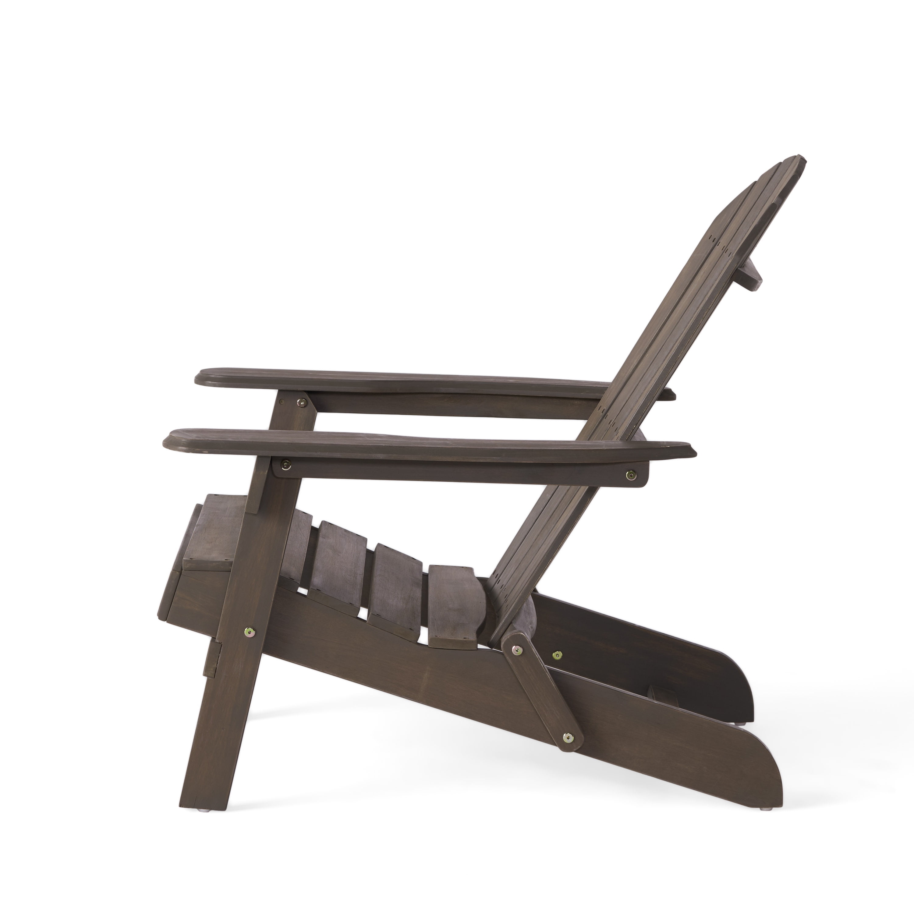 Denise Outdoor Rustic Acacia Wood Folding Adirondack Chair, Gray