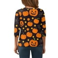 thumbnail image 3 of Abcomgle Halloween Shirts for Kids Boys Spooky Pumpkin Face Graphic Tshirts for Girls Crewneck 3/4 Sleeve T Shirts for Girls Fall Funny Scary Blouses for Girls,3-4 Years, 3 of 5