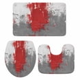 thumbnail image 2 of Abstract Art Bathroom Rugs Set Red Grey Wall Mottled Texture Minimalist Modern Non Slip Absorbent Soft Bath Mats 3 Piece Set with Bathroom Rug, U-Shaped Floor Mat, Toilet Seat Cover Small Size, 2 of 9