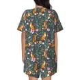 thumbnail image 3 of Lsque Wolf Fox In Flower Forest Women's Short-Sleeved Pajama Set - 2 Piece Soft and Lightweight Sleepwear Set-Large, 3 of 9