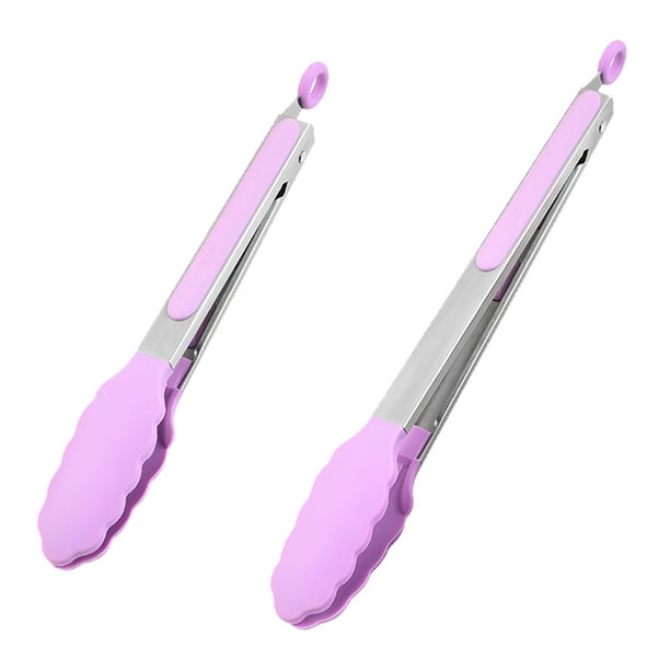 Juego de dos pinzas de cocina Apuakthei de acero inoxidable con punta de silicona para cocinar y asar alimentos, de 9 y 12 pulgadas, para utensilios de cocina antiadherentes, elegantes, resistentes y