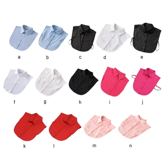 VONKY Femmes Conception Simple Couleur Unie Faux Col Filles Formelles Fausse Demi-Chemise Décoratif Revers Détachable Accessoire Blanc Rond