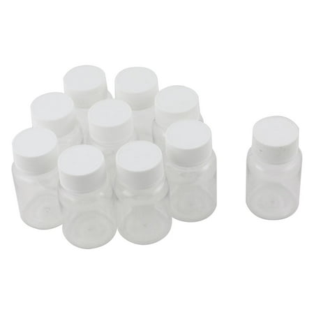 Unique Bargains 10Pcs White Cap Plastic Reagent Storage Bottle Container 80ml for Laboratory