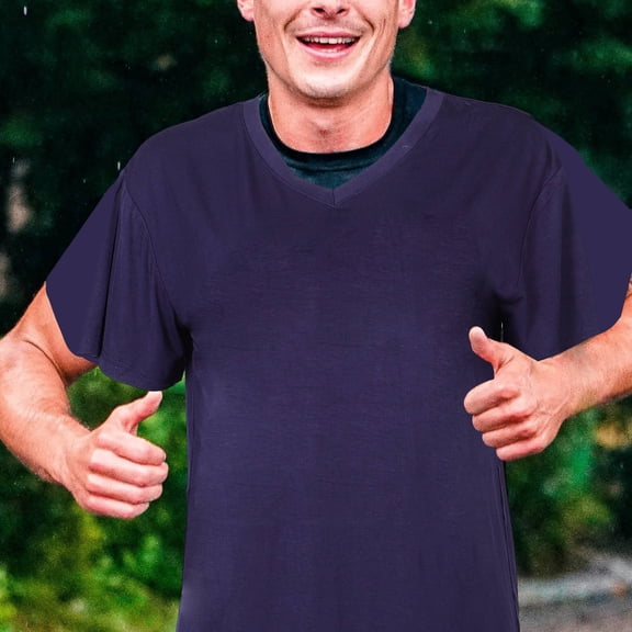 ELAYARD Navy V-Neck Mens T-Shirt Breathable and Stylish for Sports and Casual