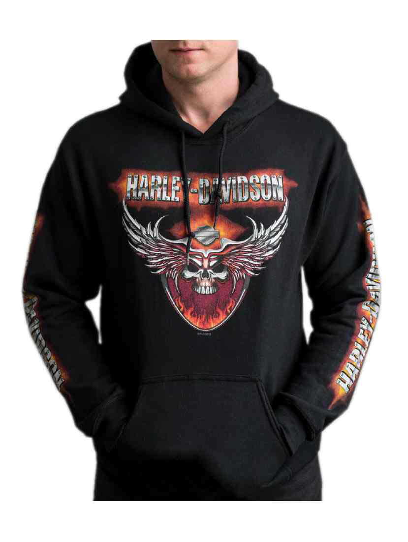شيجو Harley-Davidson Men's Flaming Chrome Pullover Poly-Blend Hoodie ... شيجو