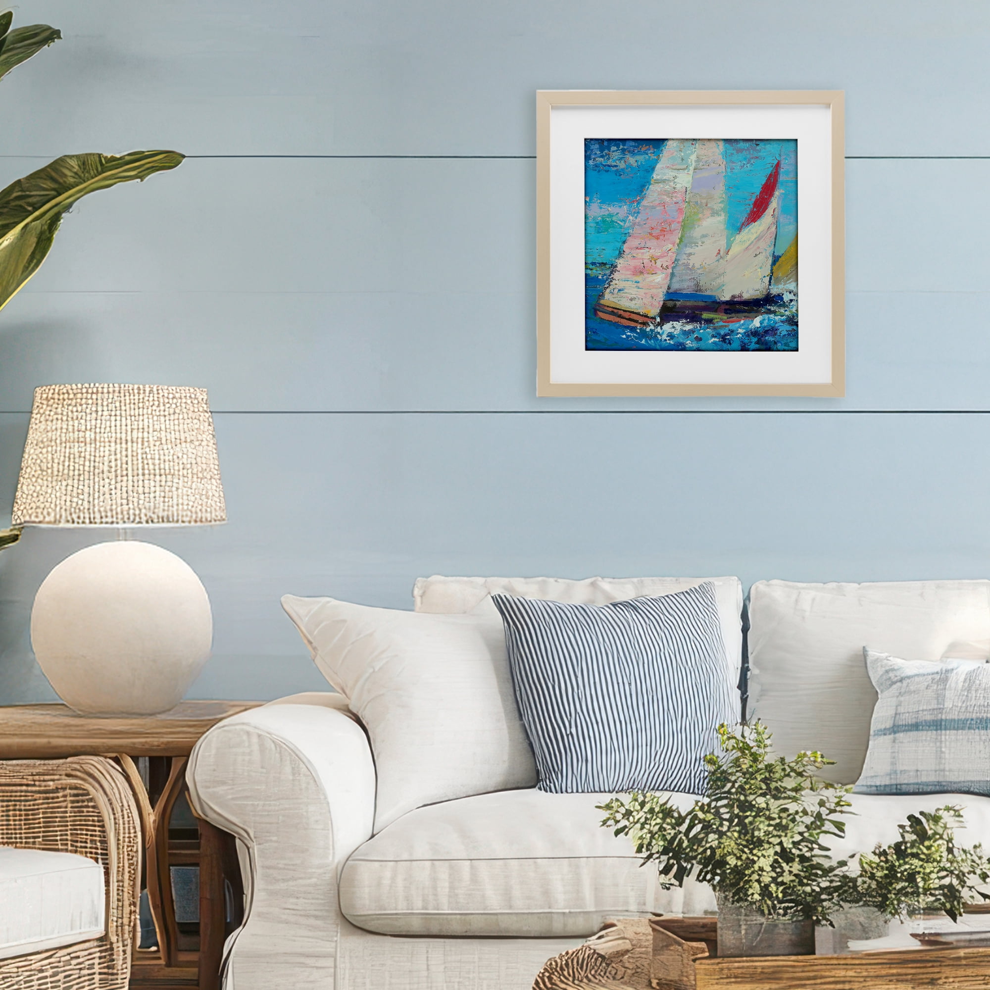 Stupell Industries Expressive Sailboats on Waves Birch Framed Print Under Glass, design by Beth A. Forst
