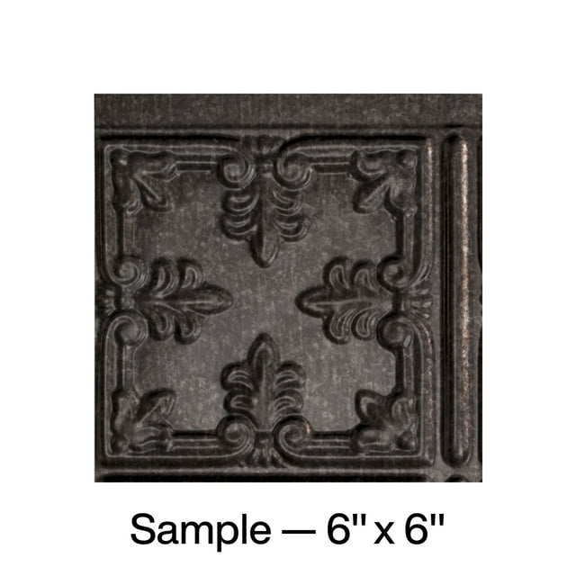 FASÄDE Traditional Style 10 Decorative Vinyl Backsplash Panel in Smoked Pewter (6X6 Inch Sample)