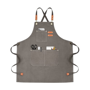 Chef Apron For Men Women Canvas Aprons With 3 Pockets Cross Back Resistant Work Apron For Cooking Grilling Baking BBQ Barber Kitchen (Black)