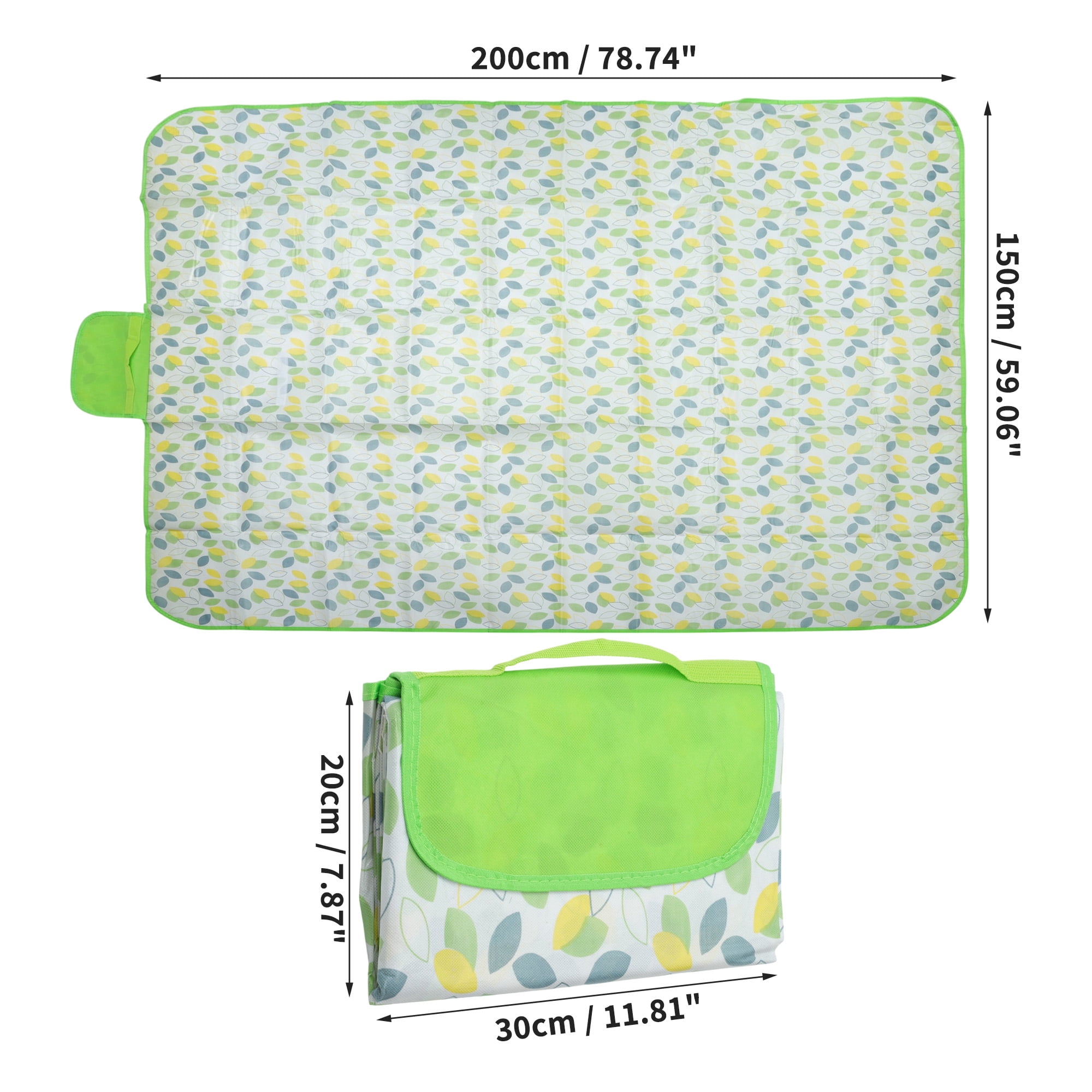 Unique Bargains Picnic Blanket Beach Mat Lightweight with Handle Green 150cmx200cm