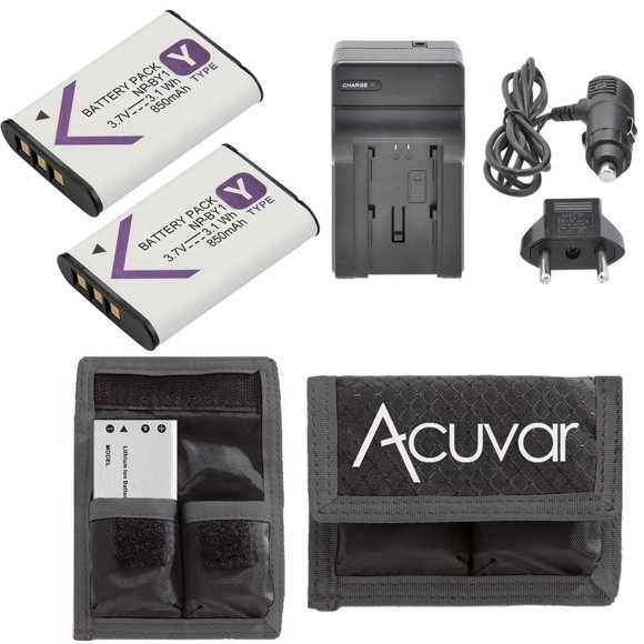 (2) Batterie Li-Ion NP-BY1 + Chargeur Voiture/maison pour Caméras Reflex Numériques Sony + Trousse de Départ eCostConnection