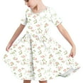 thumbnail image 6 of MKOSPLRT Girls Short Sleeve Floral Dress Kids Boho Casual Twirly Skater Dress Retro Boho Flowy Pleated Dress for Girls 4-14 Years, 6 of 8