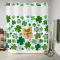 thumbnail image 6 of No Hook Shower Curtain, St. Patrick's Day Shower Curtains for Bathroom with See Through Top Window, Green Lucky Shamrock Leaves Cloud Blue Waterproof & Washable Bath Curtain Standard 72"x72", 6 of 9