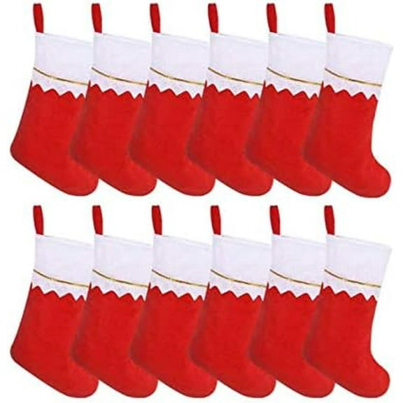 12 Pack Tall 14" Red Felt Christmas Holiday Stockings Christmas Tree Hanging Ornaments Xmas Fireplace Decoration Set