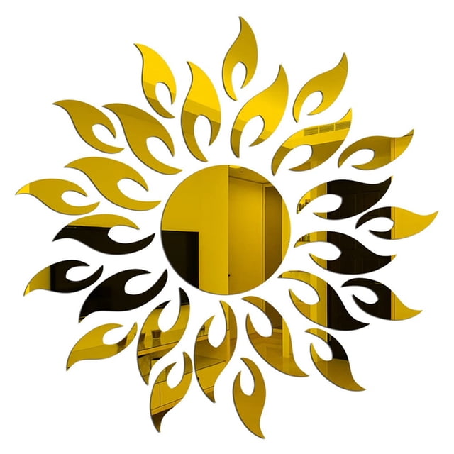 Espejo 3D para decoración del hogar, arte solar, adhesivo de pared extraíble, acrílico, para habitación, dorado