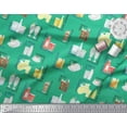 thumbnail image 2 of Soimoi Green Cotton Duck Fabric Text & Soft Drinks Party Print Sewing Fabric Yard 42 Inch Wide, 2 of 3