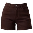 thumbnail image 6 of Women's High Waisted Denim Shorts Cuffedrelaxed Fit Brown Jean Shorts Summer Casual Bottoms by Yigetop Coffee L, 6 of 7