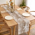 thumbnail image 6 of Brown Coastal Cotton Linen Table Runner for Dining Kitchen, Summer Beach Nautical Starfish Coral Vintage Wedding Outdoor Party Tablerunners, Dresser Scarf Coffee Tablecloth Runners 13x70 Inches, 6 of 9