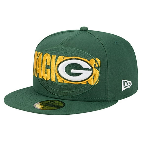Men's New Era  Green Green Bay Packers Overlap Wordmark 59FIFTY Fitted Hat