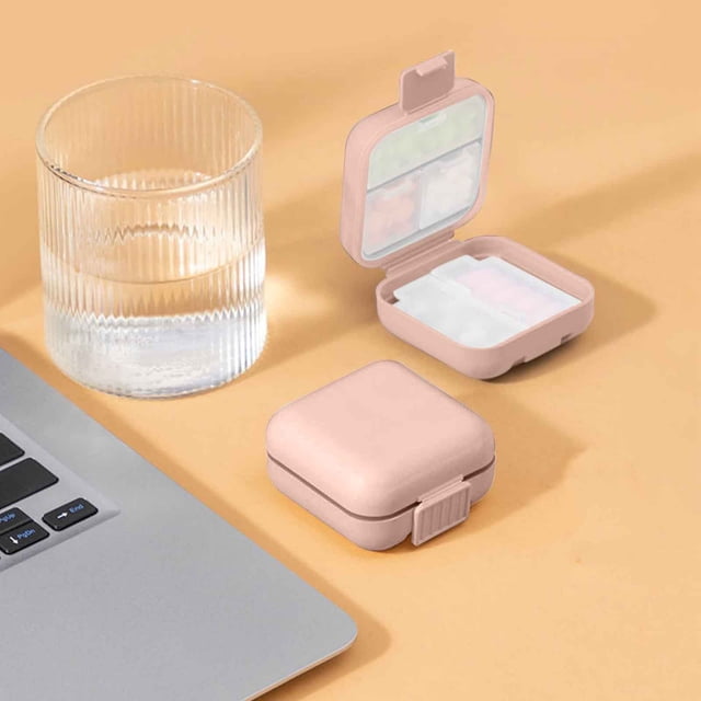Pompotops Compact Travel Portable Box With Silicon Rubber Ring Inside, Double Sealed Flip Cover, Classified Storage And Sorting Of Drugs Clearance