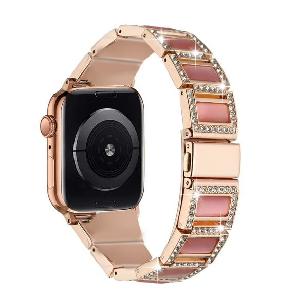 Xpm Compatible with Apple Watch Size 42/44/45/ 49mm Ultra Jewelry Diamond Bling Zinc Alloy Watch Replacement Band Strap Wristbands [ Rose Gold   Pink ]