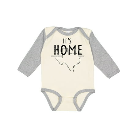 

Inktastic Its Home- State of Texas Outline Distressed Text Gift Baby Boy or Baby Girl Long Sleeve Bodysuit
