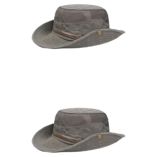 Sombrero de pescador Minnieouse para mujer con protección solar gorra de ala ancha ajustable Gris