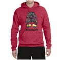 thumbnail image 3 of Messy Bun BeachLife | Cool Neon Leopard Print Bandana | Sunglasses Vaction Beach Paradise Fashion Unisex Hoodie Sweatshirt, Vintage Heather Red, XL, 3 of 5