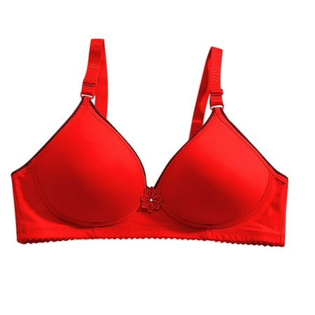 Gnurob Women s Wirefree Underwear Push Up Bra Padded Bralette Plus Size Brassiere Comfort Plunge Bralettes Adjustable Straps Bras Breathable lingerie Clearance Saving Red XX-Large