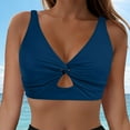 thumbnail image 2 of Uaswgudfs Women's Swimwear Bikini Top with Deep V-Neck Knot Detail and Form-Fitting Cutout Design for Beach Pool Navy L, 2 of 5