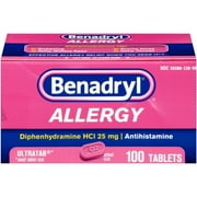 2 Pack BENADRYL ALLERGY 25 MG ULTRATAB 100 TABLETS Each