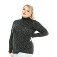 thumbnail image 2 of Stretch Is Comfort Women's Plus Size Warm Long Sleeve Turtleneck Top Black Cheetah 4X, 2 of 6