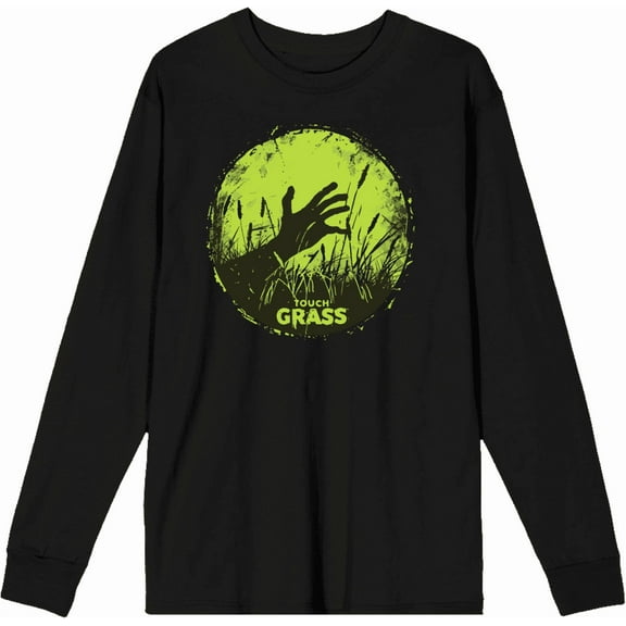 Labbing Touch Grass Gamer Nerd Adult Black Crew Neck Long Sleeve Tee-Small