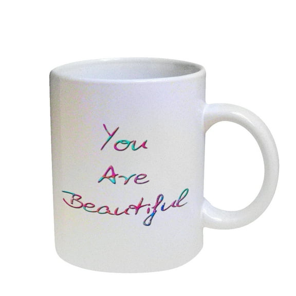 KuzmarK Coffee Cup Mug Pearl Iridescent White - You Are Beautiful