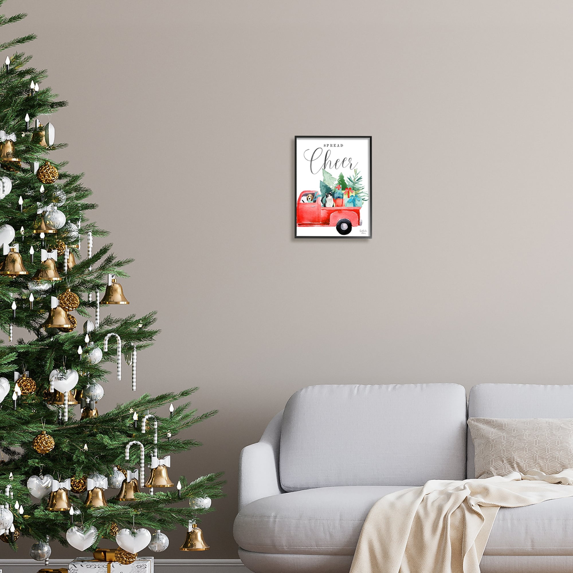 Stupell Industries Spread Cheer Truckload Christmas Gifts Presents Pets Graphic Art Black Framed Art Print Wall Art, Design by Heatherlee Chan