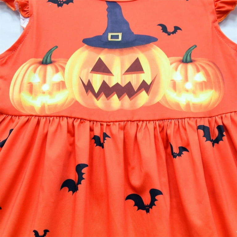 RIJOPUTY Dresses for Kids Toddler Kids Fairy Dress Toddler Girls Fly  Sleeves Cartoon Halloween Pumpkins Prints Custome Princess Dress Girls  Clothes Size 10 - Walmart.com