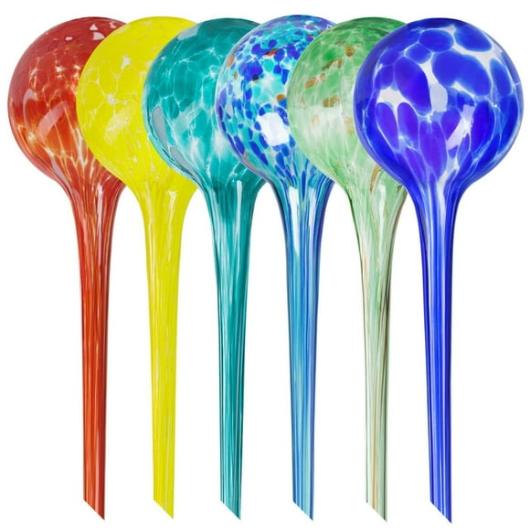 Mission Gallery Plant Watering Globes Set of 6 - Large Multicolored Automatic Plant Waterer - Glass Bulbs for Indoor & Outdoor Use