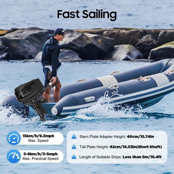 48V HANGKAI Electric Outboard Trolling Motor Boat Short Shaft Engine 1200W