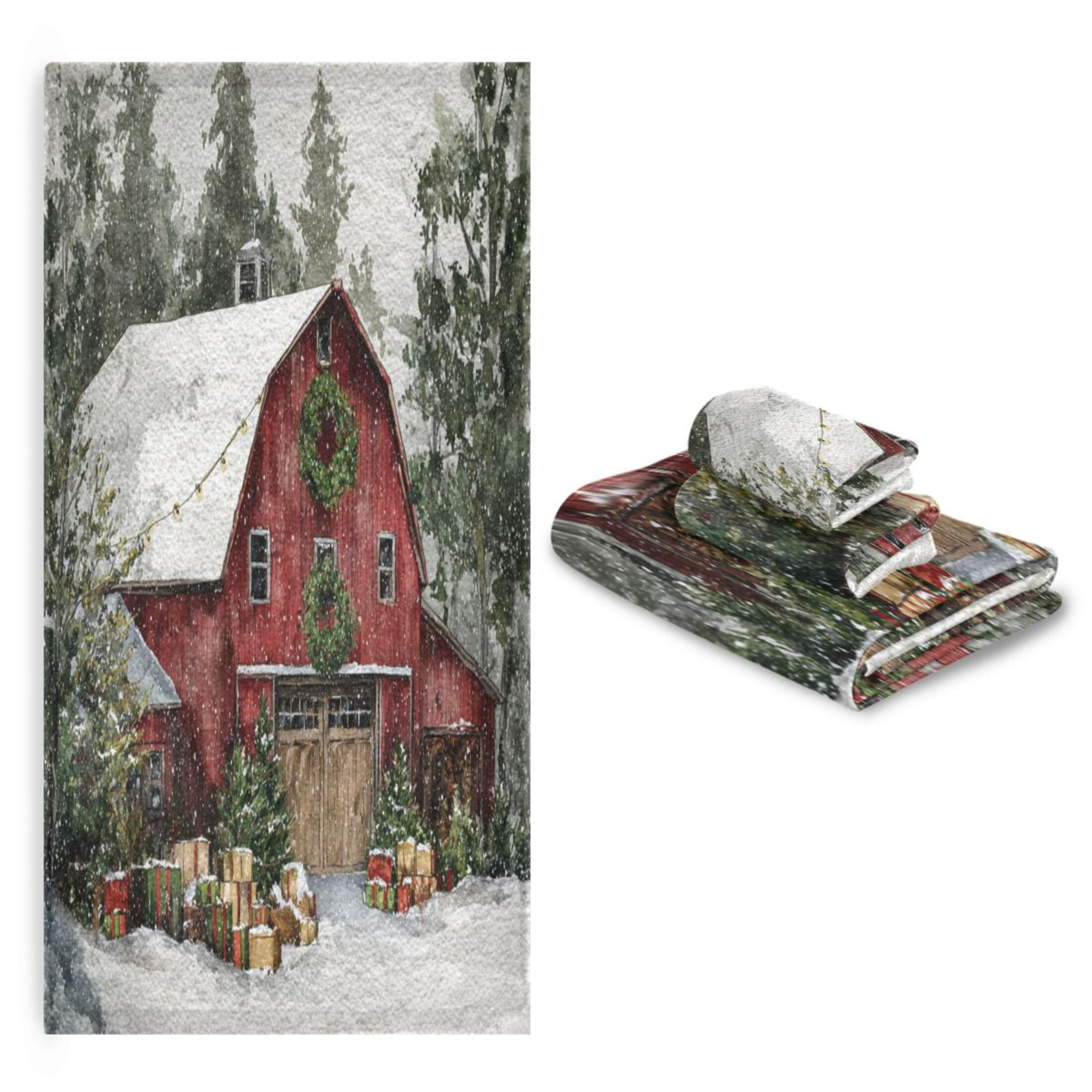 3 Piece Bath Towels Set Bath Towel, Hand Towel and Face Towel for Bathroom, Gym, Hotel Old Red Barn