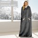 thumbnail image 5 of Sudadera Mujeres Hombres Manta Sudadera con capucha Estilo casual Bolsillo Manga larga Cremallera Ropa de dormir Traje Ygjytge Gris Grafito Única para Mujer, 5 of 5
