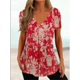 thumbnail image 1 of RWJDXD RWJDXD T-shirt Simple d'Été pour Femmes, Col en V, Manches Courtes, Mode Décontractée, 1 of 6
