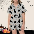 thumbnail image 2 of FUNDUFI Baby Girls Pjs Sets Short Sleeve Cute Cartoon Ghost Printed Pajamas Stretchy Shorts 2Pcs Pjs Set Soft Lightweight Homewear Clothes Set Lovely Girls Clothing, 2 of 5